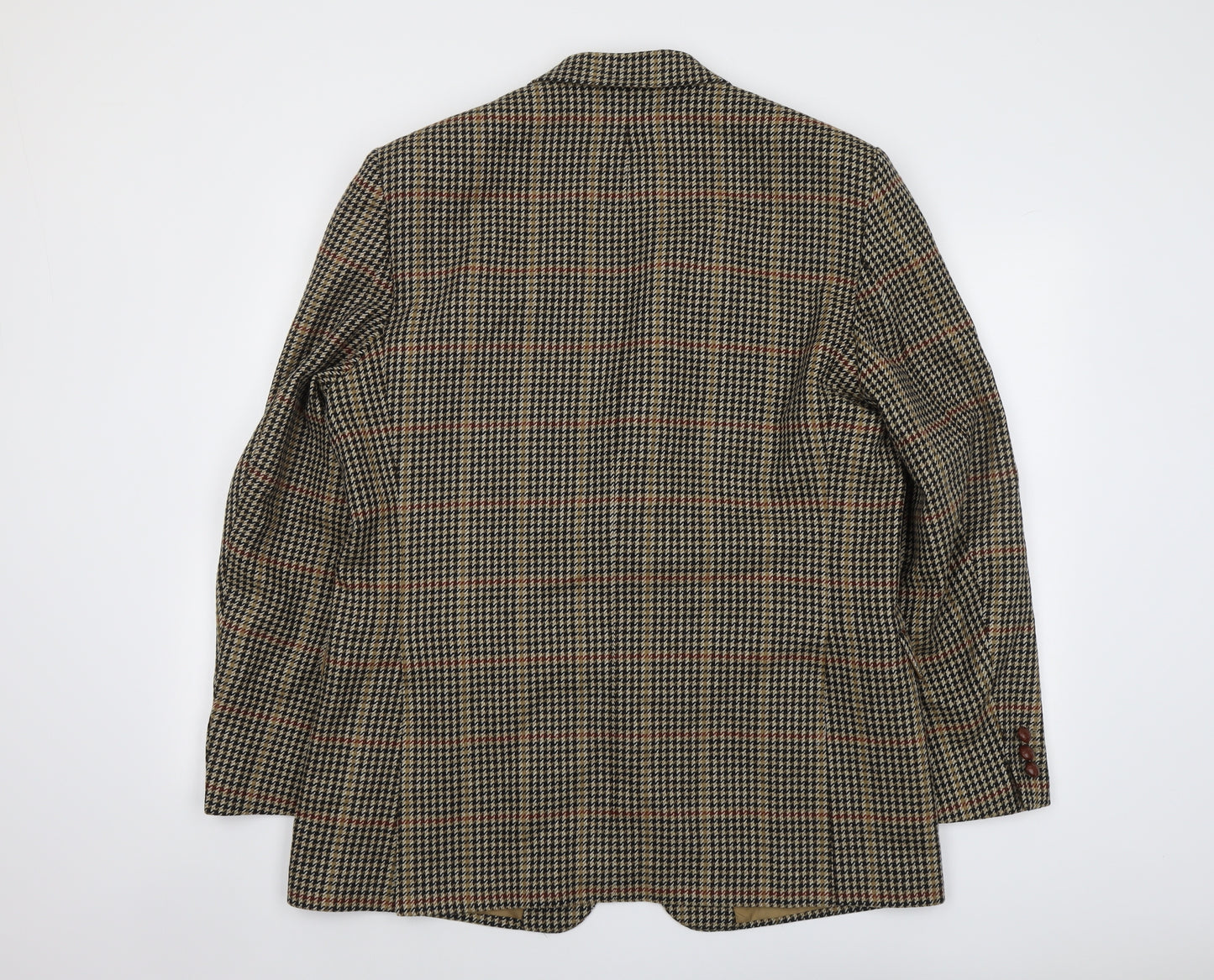 DAKS Mens Brown Geometric Wool Jacket Blazer Size 46 Regular