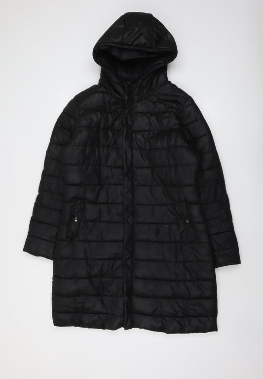 B.YOU Womens Black Quilted Coat Size 14 Zip