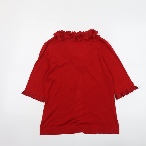 Phase Eight Womens Red Round Neck Silk Cardigan Jumper Size 12