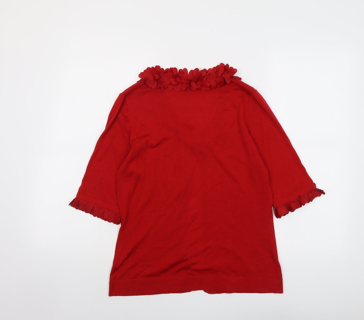 Phase Eight Womens Red Round Neck Silk Cardigan Jumper Size 12