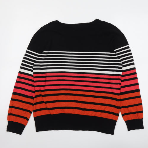 Wallis Womens Multicoloured Round Neck Striped Acrylic Pullover Jumper Size 16