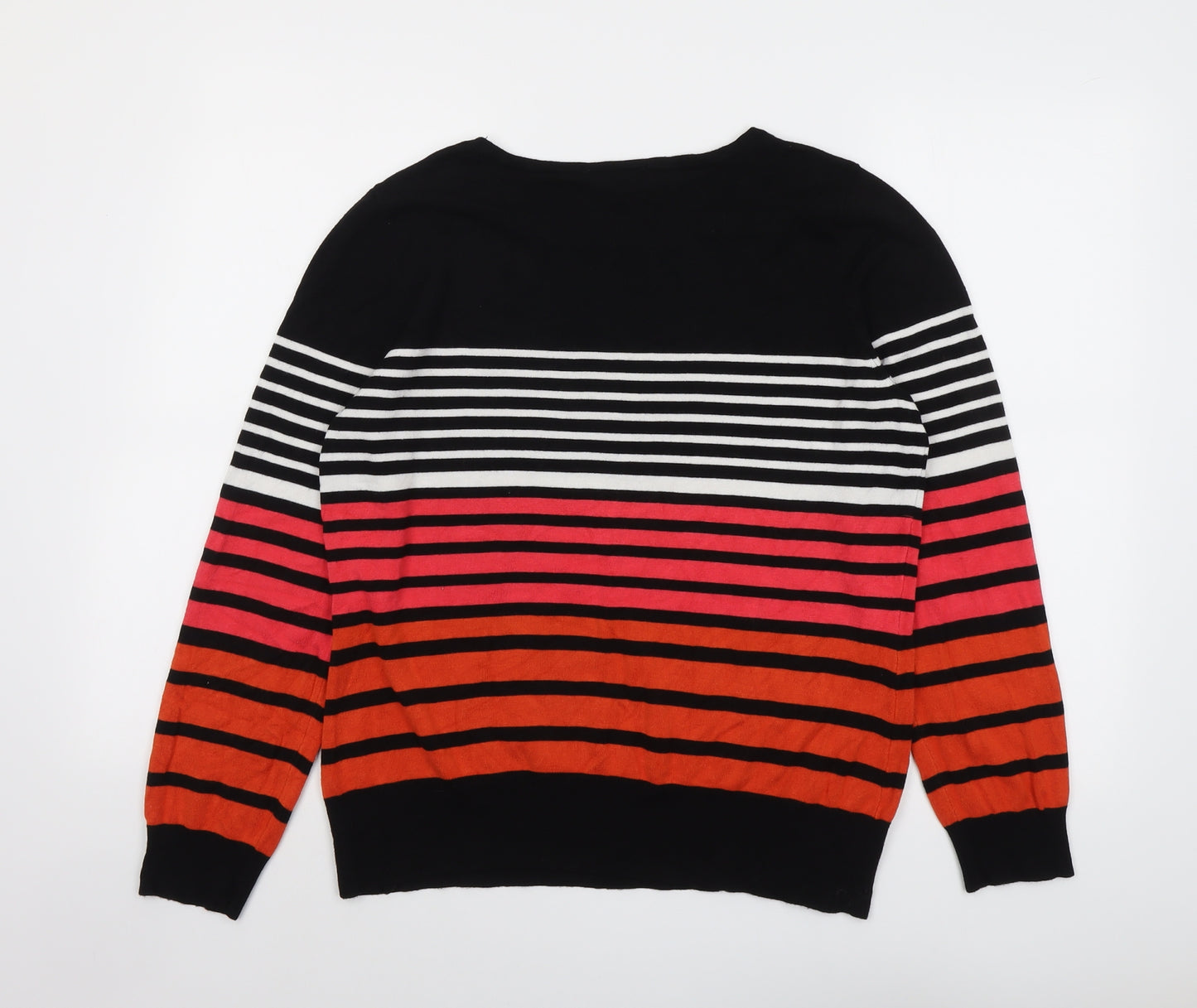 Wallis Womens Multicoloured Round Neck Striped Acrylic Pullover Jumper Size 16