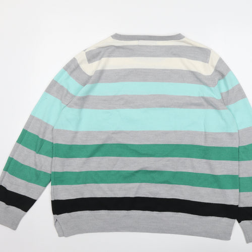 Marks and Spencer Womens Multicoloured Round Neck Striped Acrylic Pullover Jumper Size 20