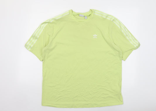 adidas Womens Green Cotton Basic T-Shirt Size 12 Crew Neck