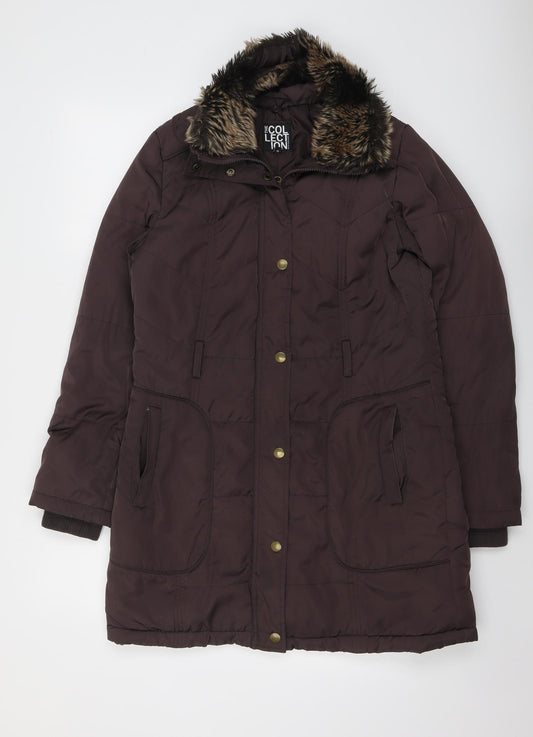 Debenhams Womens Brown Overcoat Coat Size 10 Zip