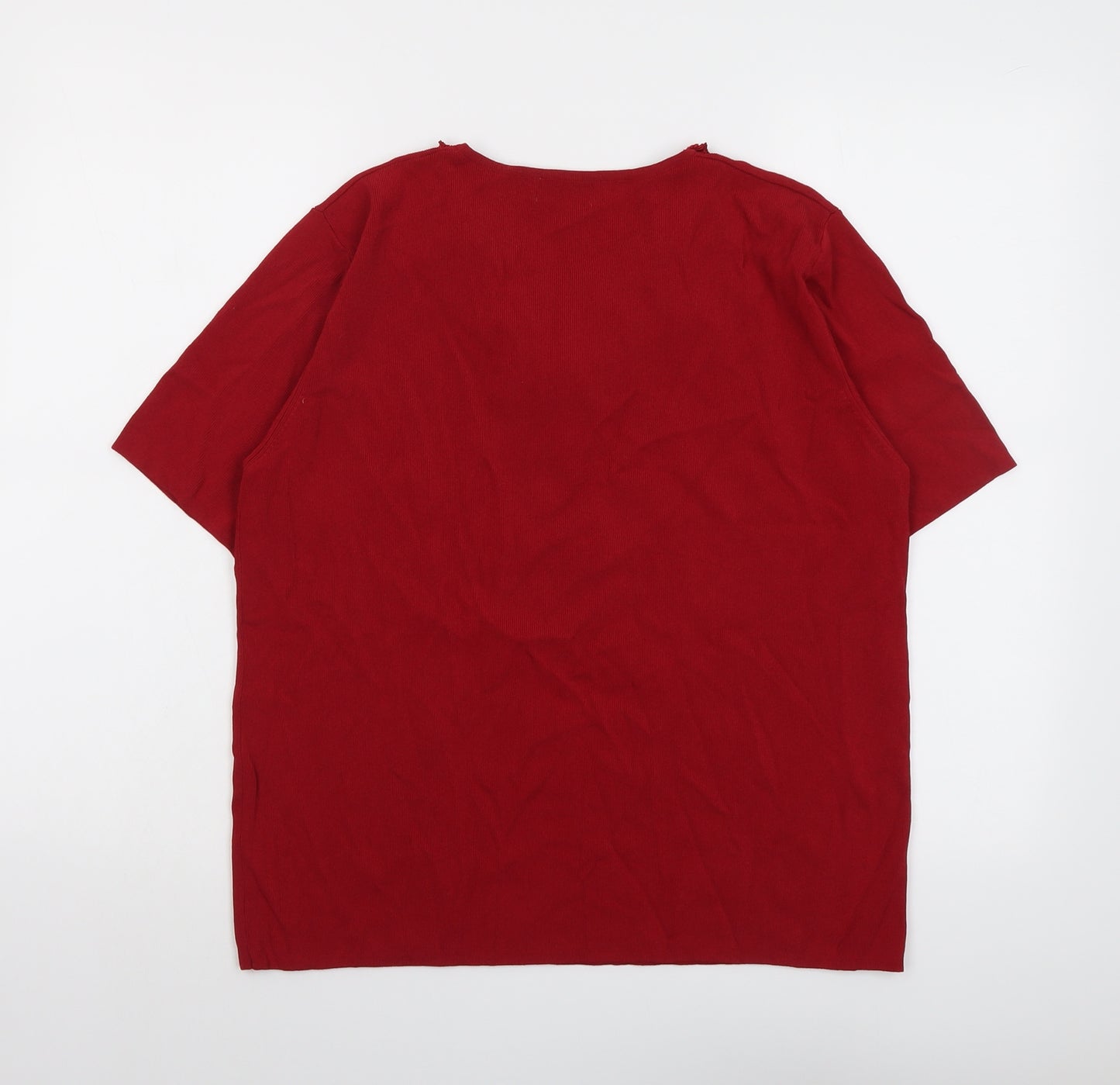 Talisa Womens Red V-Neck Viscose Pullover Jumper Size 14
