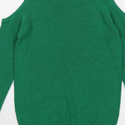 Dorothy Perkins Womens Green Round Neck Cotton Pullover Jumper Size 10 - Cold Shoulder