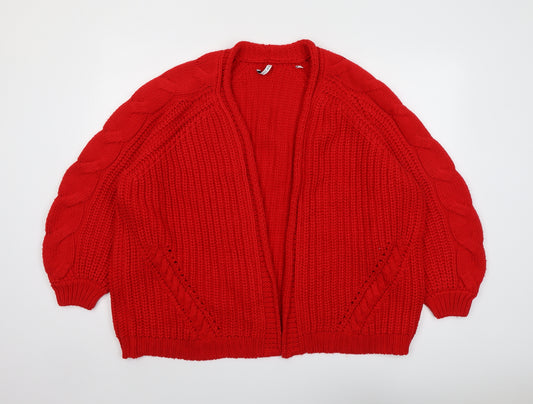 Capsule Womens Red V-Neck Acrylic Cardigan Jumper Size 16