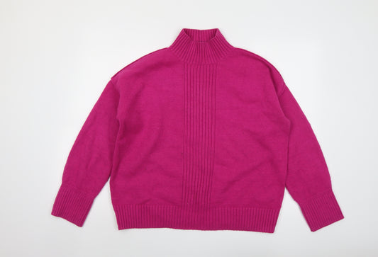 NEXT Womens Pink High Neck Acrylic Pullover Jumper Size M