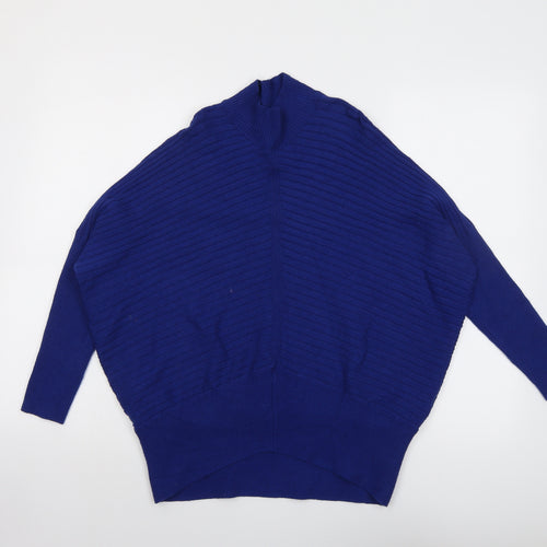 River Island Womens Blue High Neck Viscose Pullover Jumper Size XS
