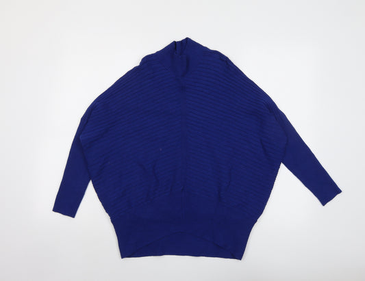 River Island Womens Blue High Neck Viscose Pullover Jumper Size XS