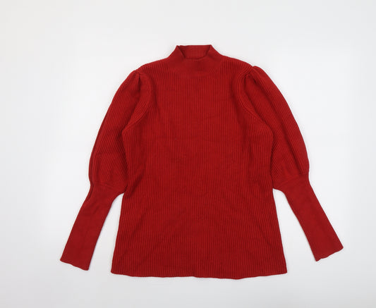 Savida Womens Red Mock Neck Viscose Pullover Jumper Size M