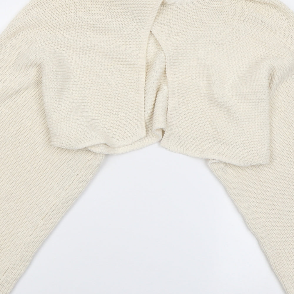 Zara Womens Ivory Round Neck Acrylic Pullover Jumper Size S - Cropped