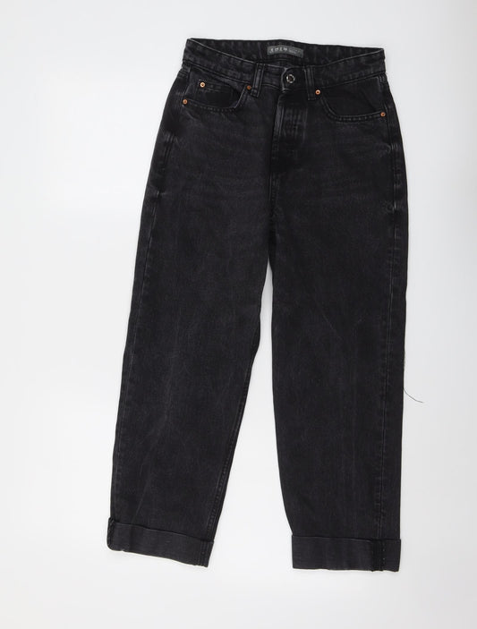 Denim & Co. Womens Black Cotton Straight Jeans Size 6 L23 in Regular Button