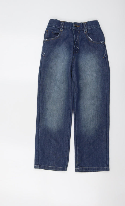 George Boys Blue Cotton Wide-Leg Jeans Size 6-7 Years Regular Button