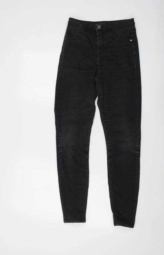 River Island Womens Black Cotton Tapered Jeans Size 10 L28 in Regular Button