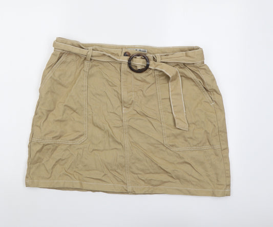 Denim & Co. Womens Beige Cotton Cargo Skirt Size 18 Button
