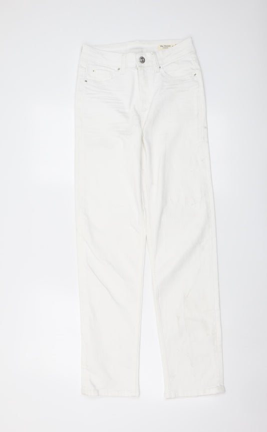 Marks and Spencer Womens White Cotton Straight Jeans Size 8 L30 in Regular Button