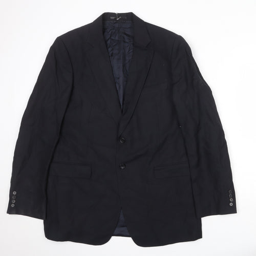 Jaeger Mens Black Silk Jacket Suit Jacket Size 44 Regular