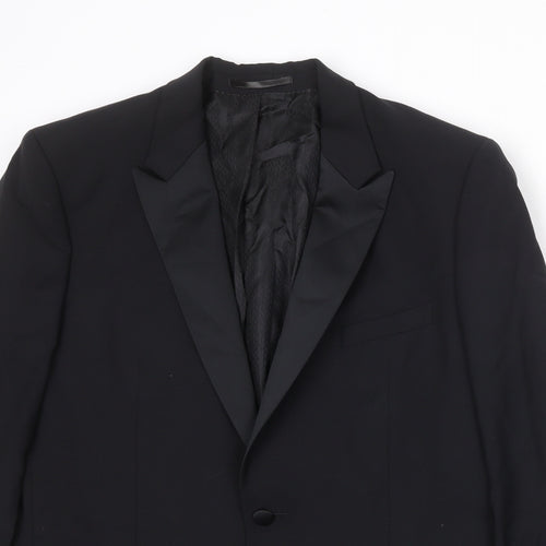 Jaeger Mens Black Wool Tuxedo Suit Jacket Size 44 Regular