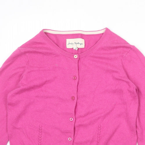 Joules Womens Pink Round Neck Polyamide Cardigan Jumper Size 14