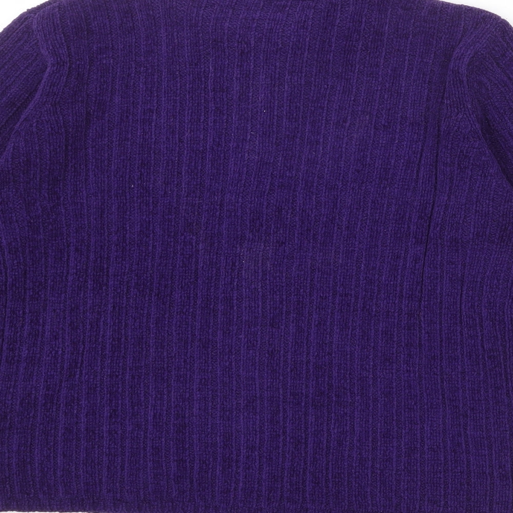 Naughty Womens Purple Collared Acrylic Full Zip Jumper Size XS