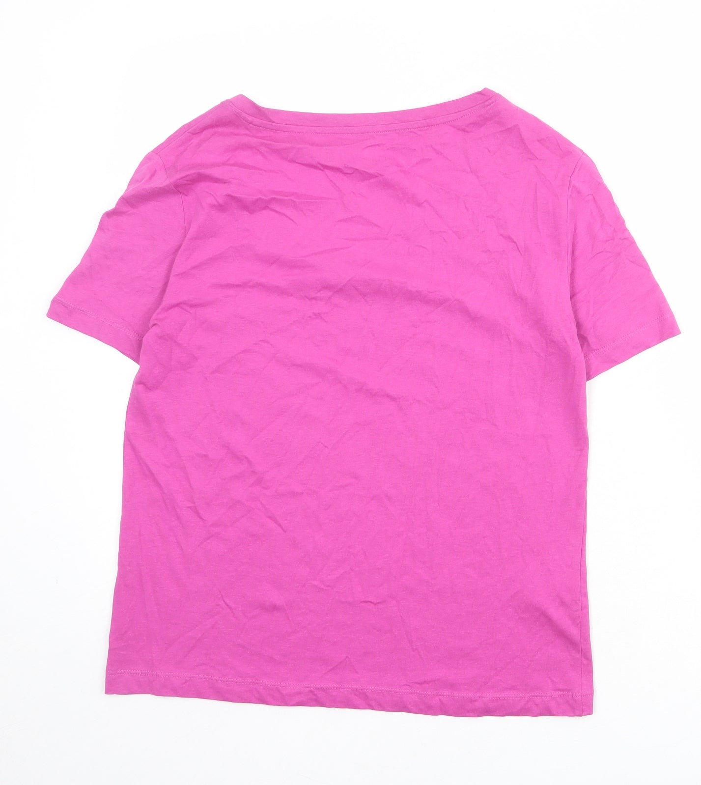 Mango Womens Pink 100% Cotton Basic T-Shirt Size M V-Neck