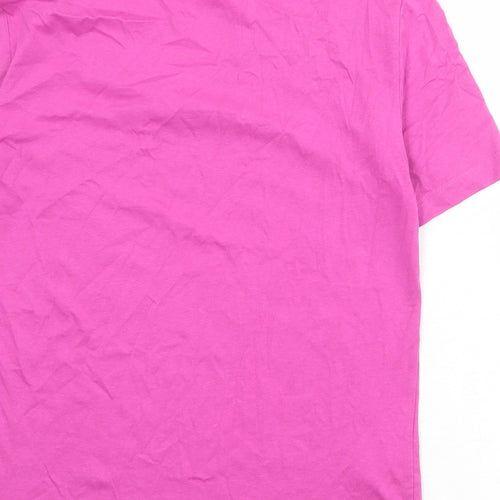 Mango Womens Pink 100% Cotton Basic T-Shirt Size M V-Neck