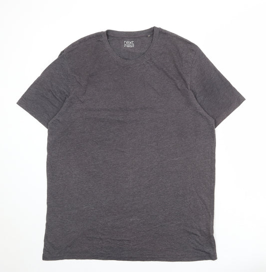 NEXT Mens Grey Cotton T-Shirt Size XL Round Neck