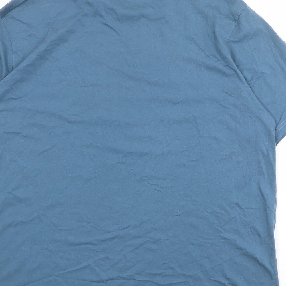 Santa Monica Mens Blue Cotton T-Shirt Size 2XL Round Neck