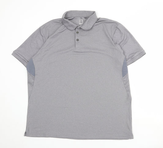 DECATHLON Mens Grey Polyester Polo Size XL Collared Button