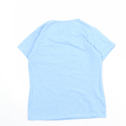 PRETTYLITTLETHING Womens Blue Cotton Basic T-Shirt Size 10 Round Neck - Good Days
