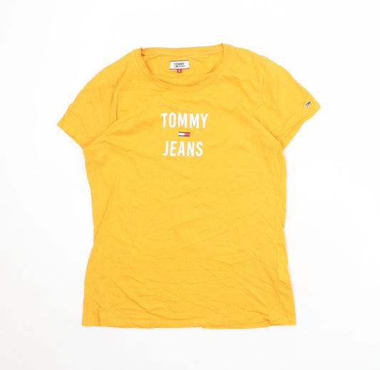 Tommy Jeans Womens Orange Cotton Basic T-Shirt Size S Round Neck