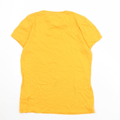 Tommy Jeans Womens Orange Cotton Basic T-Shirt Size S Round Neck