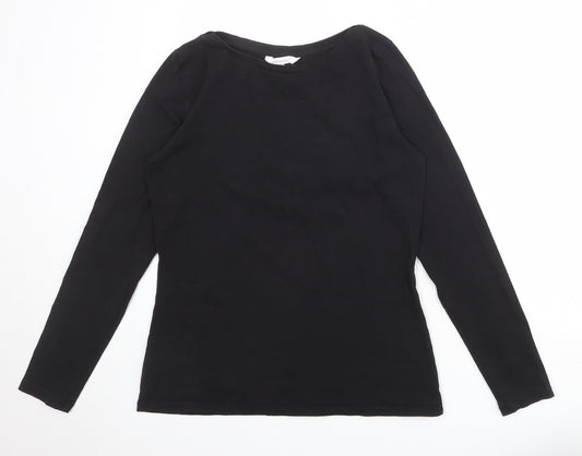 LTS Womens Black Polyester Basic T-Shirt Size M Round Neck