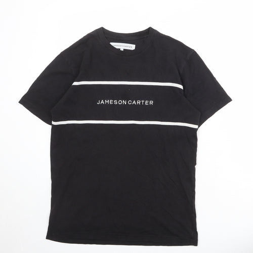 Jameson Carter Mens Black Cotton T-Shirt Size S Round Neck