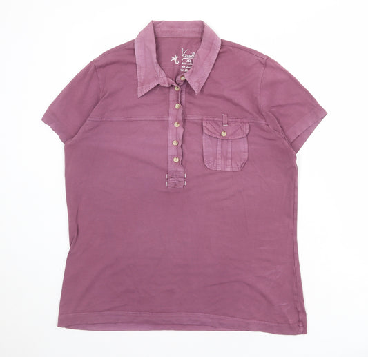 Vanilia Womens Purple Cotton Basic Polo Size 3XL Collared