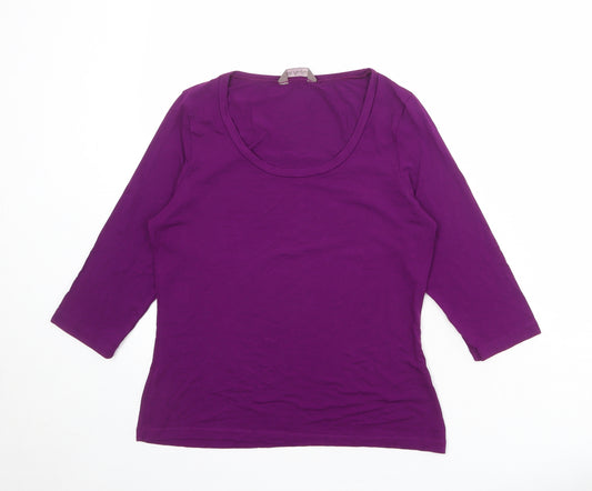 Marks and Spencer Womens Purple Viscose Basic T-Shirt Size 12 Round Neck