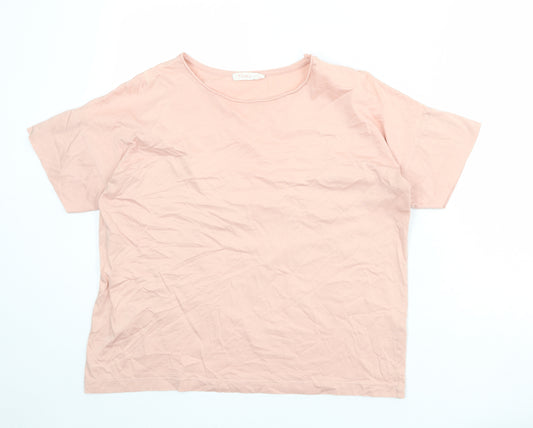 Finery Womens Pink 100% Cotton Basic T-Shirt Size 12 Round Neck