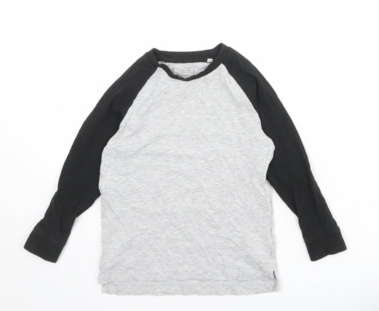 NEXT Boys Grey Colourblock Cotton Basic T-Shirt Size 5 Years Round Neck Pullover