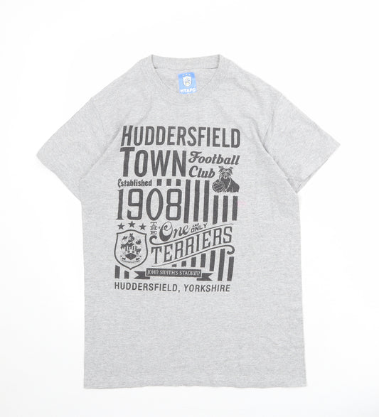 Huddersfield Town A.F.C. Mens Grey Cotton T-Shirt Size S Round Neck