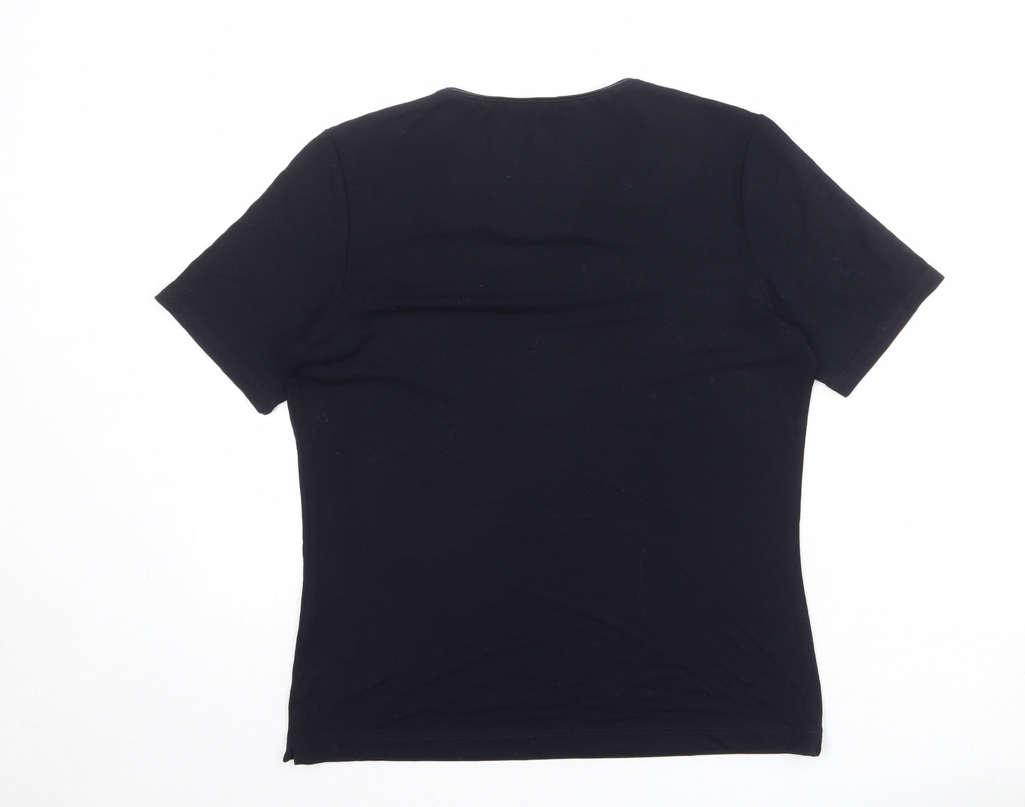 St Michael Womens Blue Viscose Basic T-Shirt Size 12 Round Neck