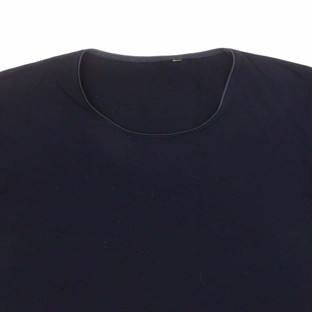 St Michael Womens Blue Viscose Basic T-Shirt Size 12 Round Neck