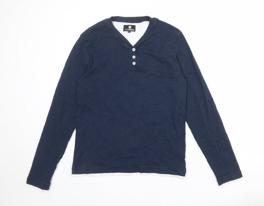 Peter Werth Womens Blue Cotton Basic T-Shirt Size M Henley