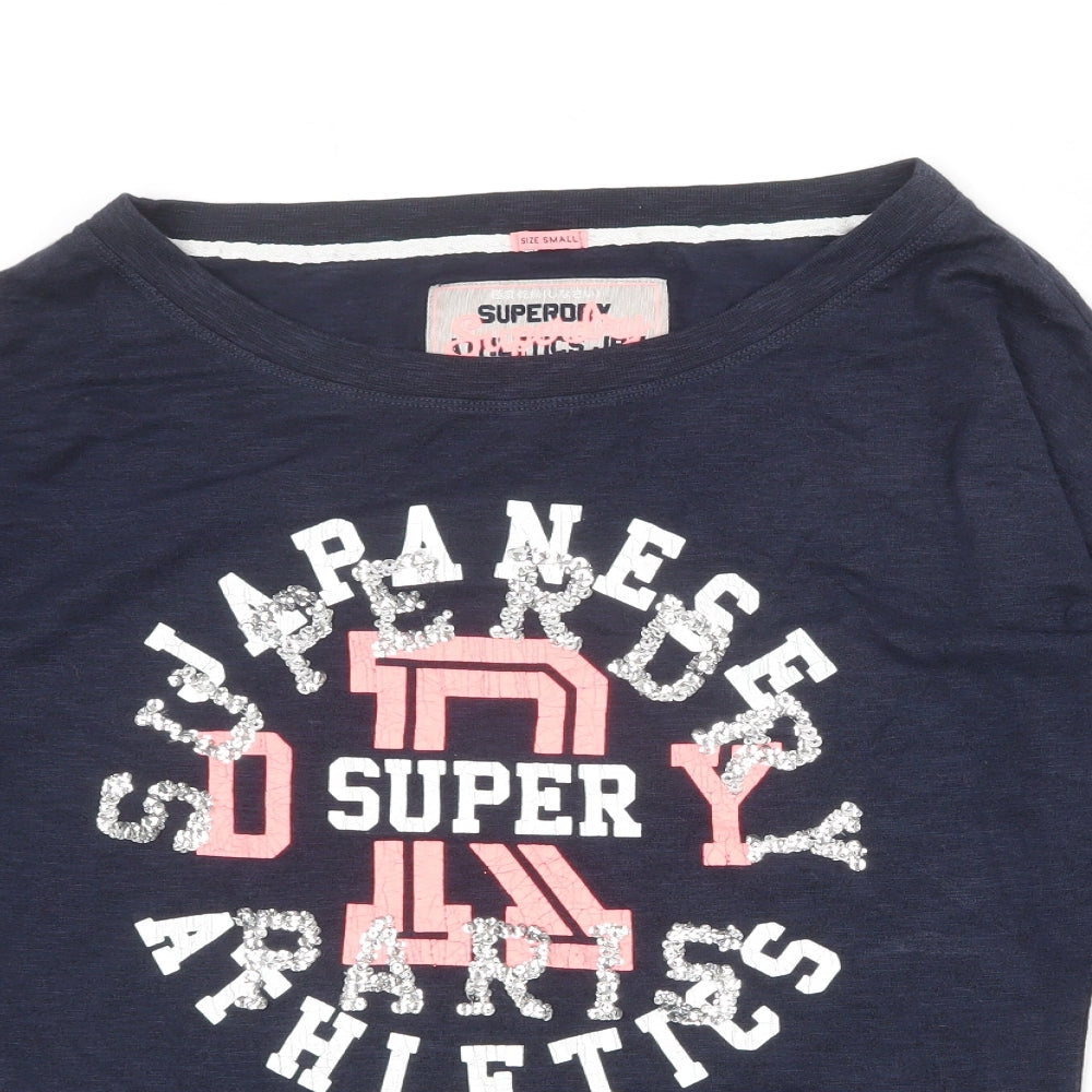 Superdry Womens Blue Cotton Pullover Sweatshirt Size S Pullover