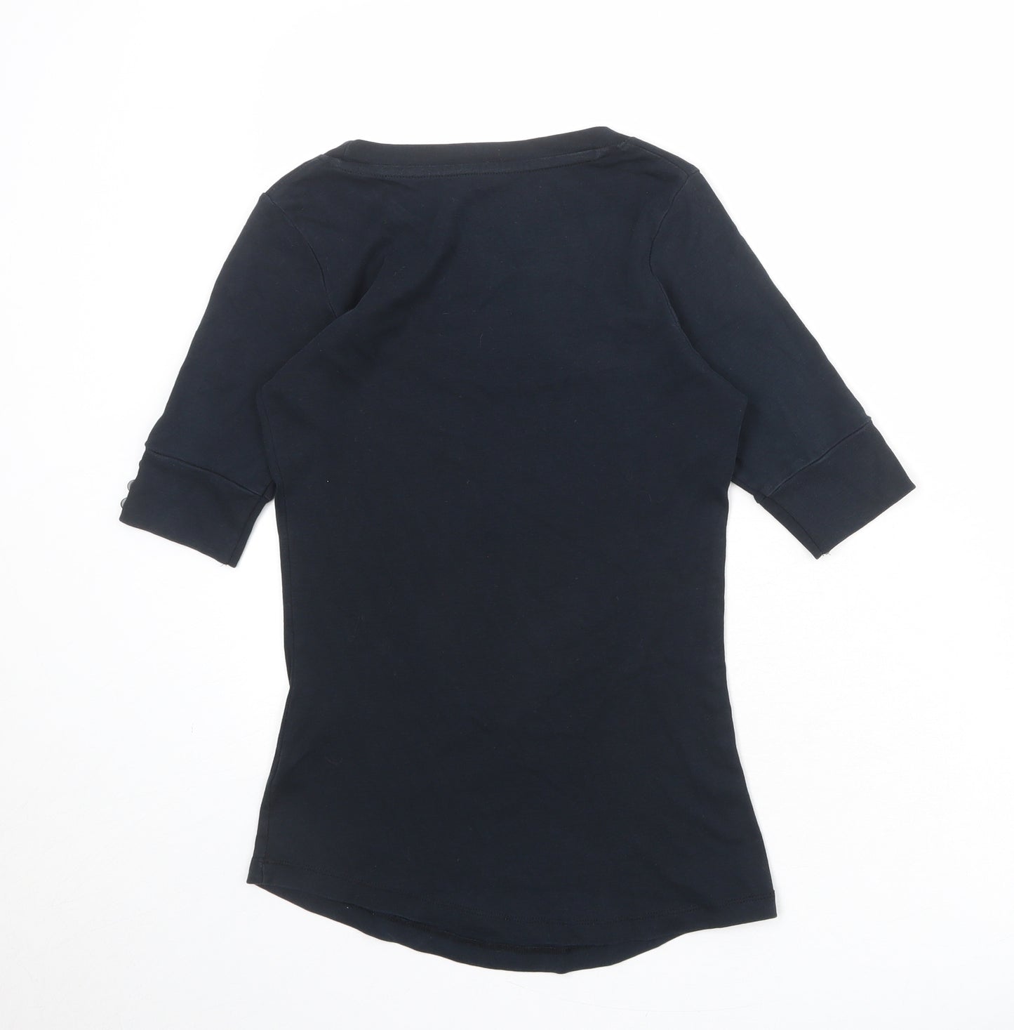 New Look Womens Black 100% Cotton Basic T-Shirt Size 10 Scoop Neck