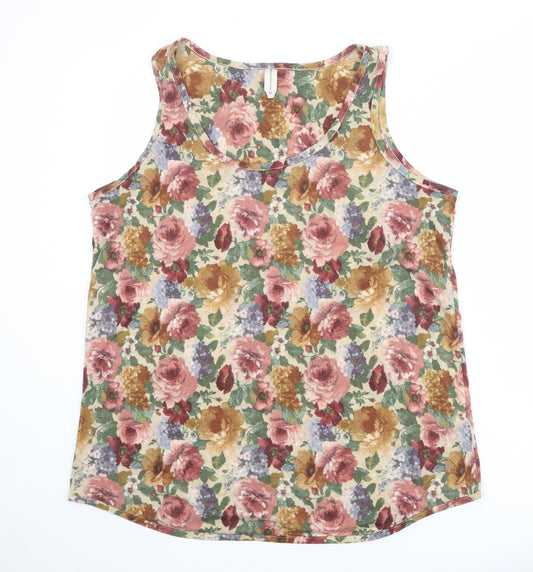 NEXT Womens Multicoloured Floral Polyester Basic Tank Size 20 Boat Neck