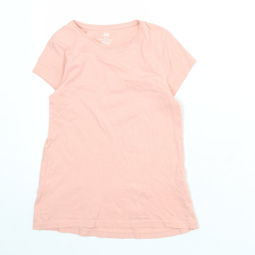 H&M Girls Pink Cotton Camisole T-Shirt Size 8-9 Years Boat Neck Pullover - 8-10 Years