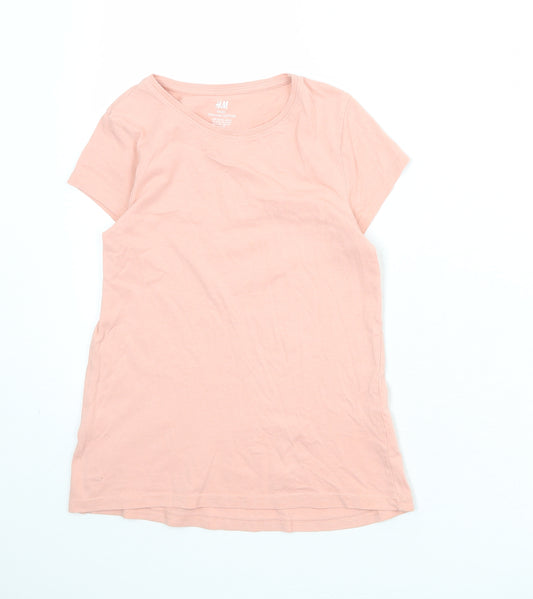 H&M Girls Pink Cotton Camisole T-Shirt Size 8-9 Years Boat Neck Pullover - 8-10 Years