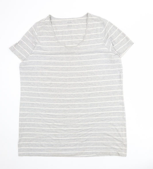 ESMARA Womens Grey Striped Cotton Basic T-Shirt Size XL Scoop Neck